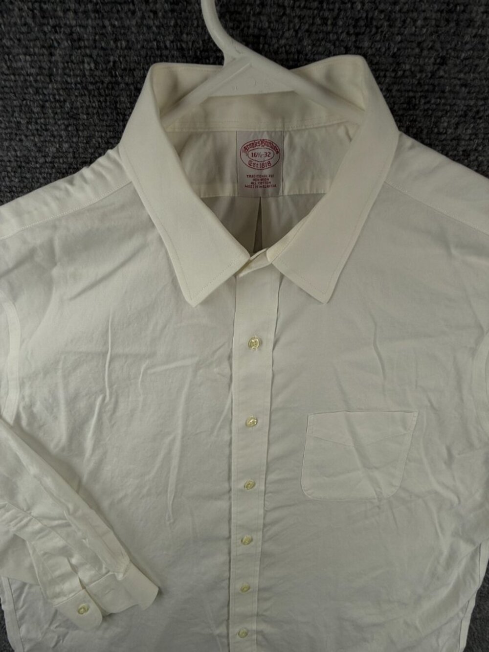 Brooks Brothers Long Sleeve White Button Up Shirt Men Traditional Fit 16.5 32